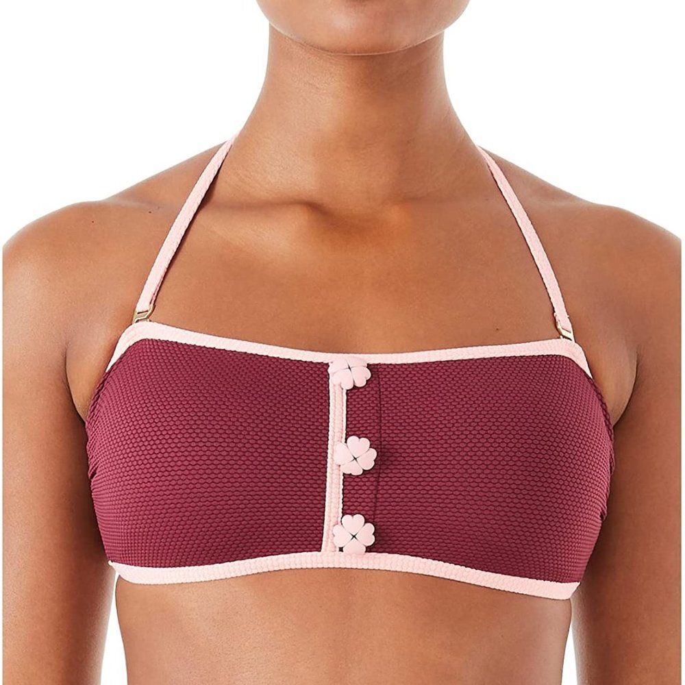NWT Kate Spade Jacquard Bandeau Pique Texture Bikini Top XS